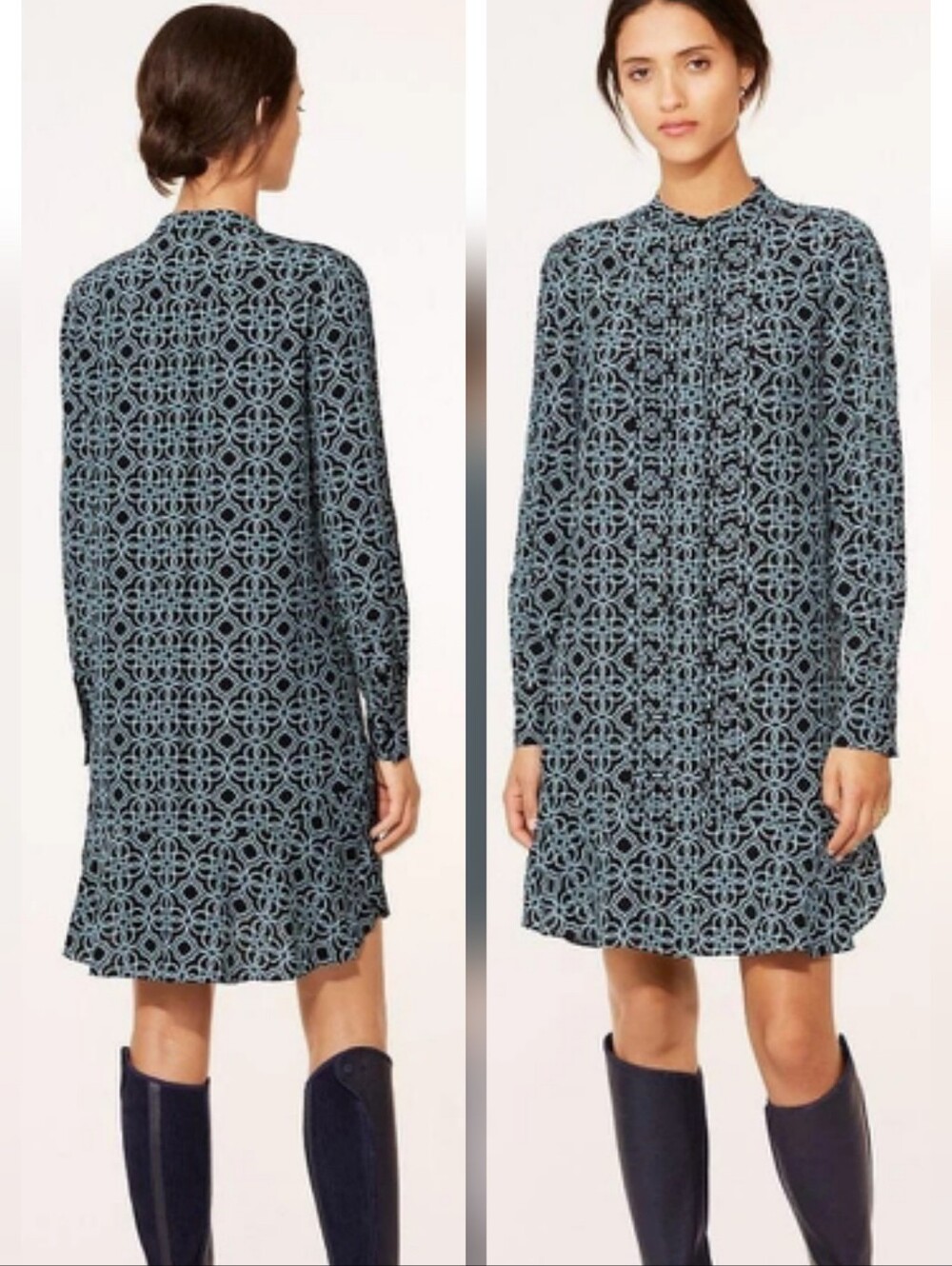 Tory Burch Massey Silk ShirtDress Black Pompidou Tunic S Size 6